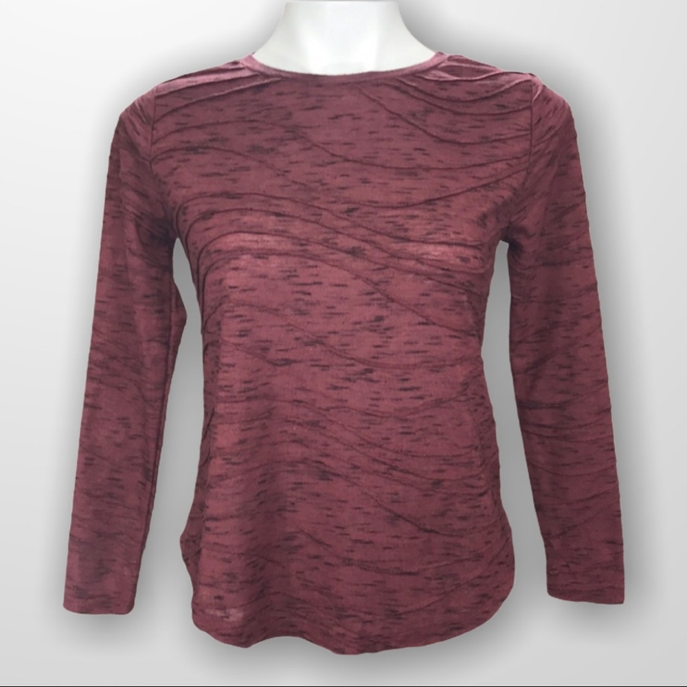 SIMPLY VERA Textured Seam Pattern Long Sleeve Tee XS Petite